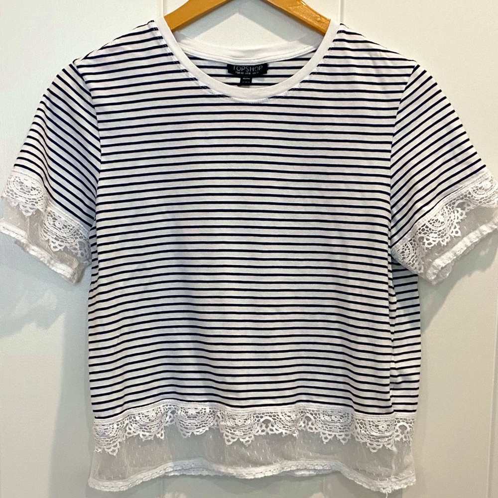 Top Shop Short Sleeve Shirt with Lace